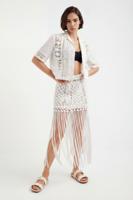 Minirok met macramé met franjes - WHITE - L