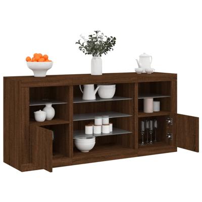 Dressoir met LED-verlichting 142,5x37x67 cm bruin eikenkleur