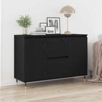 Dressoir met lade Zwart eiken 101.5 x 35 x 70 cm Bewerkt hout