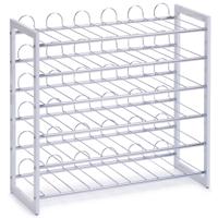 Zeller wijnflessen rek/wijnrek voor 36 flessen - metaal - zilver - 68 x 26,5 x 63 cm