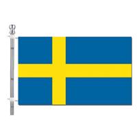 Vlaggenstok / vlaggenmast set - incl vlag van Zweden 90 x 150 cm - aluminium - 183 cm