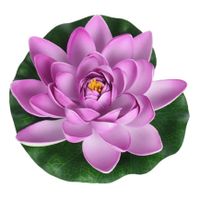 1x Lila paarse waterlelie kunstbloemen vijverdecoratie 18 cm   -