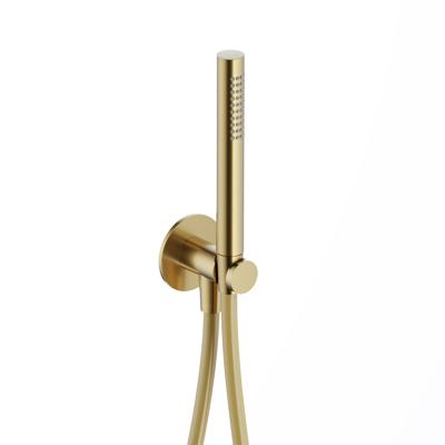 Hotbath Handdouche Ace Met Wandsteun Met Uitlaat En Doucheslang 150 cm Geborsteld Messing PVD