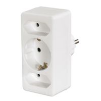 Hama 3-Way Multi-Plug 2 Euro Sockets/1 Socket With Earth Contact White