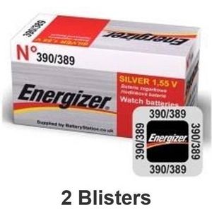 2 stuks (2 blisters a 1 stuk) Energizer knoopcel 389/390 MD horloge batterij zilver oxide