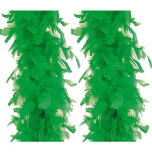 Carnaval verkleed veren Boa - 2 stuks - groen - 180 cm