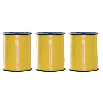 Sierlint of cadeaulint - 3x - geel - dun - 500 meter x 0.5 cm - Feestartikelen en versiering