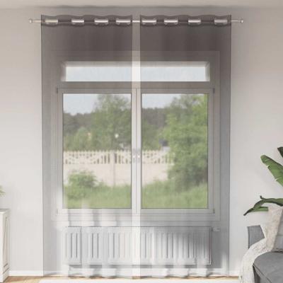Gordijnen voile met doorvoertules 2 st 140x260 cm donkergrijs