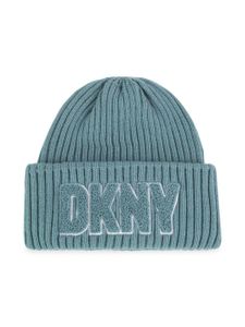 Dkny Kids bonnet nervuré à patch logo - Bleu