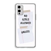 No Girls Allowed Unless: OnePlus 9 Transparant Hoesje