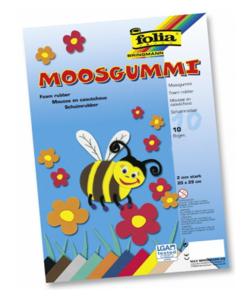 Folia mosgummi pak van 10 blad in 10 geassorteerde kleuren