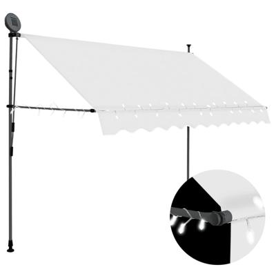 Luifel handmatig uitschuifbaar met LED 300 cm crèmekleurig