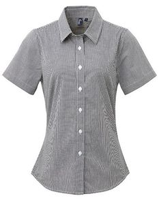 Premier Workwear PW321 Ladies` Microcheck (Gingham) Short Sleeve Cotton Shirt