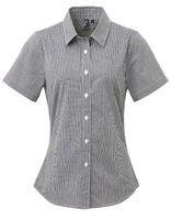 Premier Workwear PW321 Ladies` Microcheck (Gingham) Short Sleeve Cotton Shirt