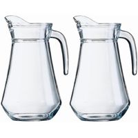 2x Schenkkannen van glas 1,6 liter van 24 cm