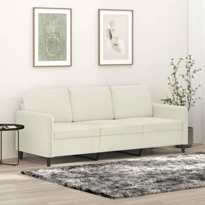 Driezitsbank 180 cm fluweel crmekleurig