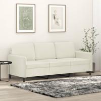 Driezitsbank 180 cm fluweel crmekleurig