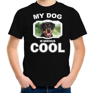 Honden liefhebber shirt Rottweiler my dog is serious cool zwart voor kinderen XL (158-164)  -