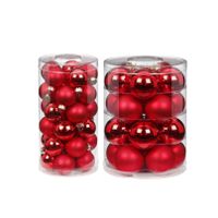 50x stuks glazen kerstballen rood mix 4 en 6 cm glans en mat