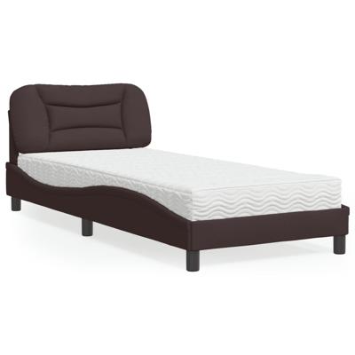 Bed met matras "Hvar" stof donkerbruin 90x190 cm