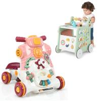 Activiteitencentrum voor Jongens en Meisjes van 6-36 Maanden en Loopwagen om te Duwen en te Trekken 3-in-1 Loopwagen en 6-in-1 Houten Loopwagen voor Kinderen