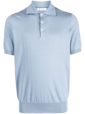Brunello Cucinelli polo en coton à manches courtes - Bleu