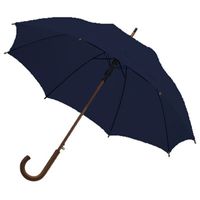 Navy blauwe paraplu met houten handvat 103 cm - thumbnail