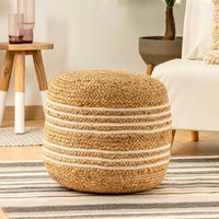 Kave Home Poef 'Saht' 45cm, kleur Naturel/Wit