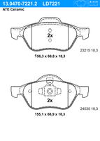 Remblokkenset, schijfrem ATE Ceramic ATE, u.a. fÃ¼r Renault
