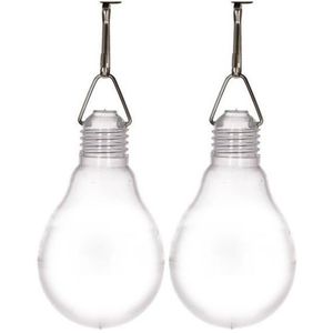 2x Buiten verlichting solar lampenbolletjes wit 11,8 cm