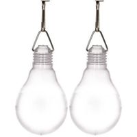 2x Buiten verlichting solar lampenbolletjes wit 11,8 cm