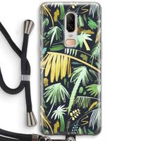 Tropical Palms Dark: OnePlus 6 Transparant Hoesje met koord