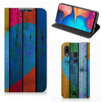 Samsung Galaxy A30 Book Wallet Case Wood Heart - Cadeau voor je Vriend