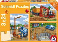 Schmidt legpuzzel Op de bouwplaats junior karton oranje 4-delig - thumbnail