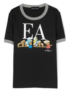 Emporio Armani Kids t-shirt en coton à imprimé graphique - Bleu