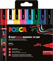 Uni Posca paintmarker PC-5BR, 1 - 4 mm, penseel punt, blister van 8 stuks