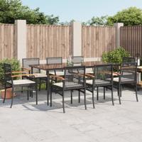 9-delige Tuinset poly rattan zwart