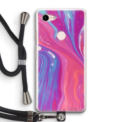 Paarse stroom: Pixel 3 Transparant Hoesje met koord