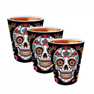 Halloween shotglaasjes - 6x - day of the dead thema - 5 x 6 cm - kunststof