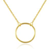 Elenza Goudkleurige Ketting met Cirkel Hanger in 925 Sterling Zilver