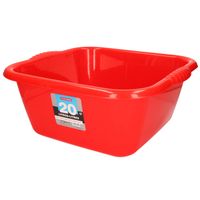 Kunststof teiltje/afwasbak vierkant 20 liter rood - Afwasbak