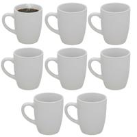 Gerimport Koffie / thee mok Mika - 8x stuks - wit - 240 ml - mokken - keramiek