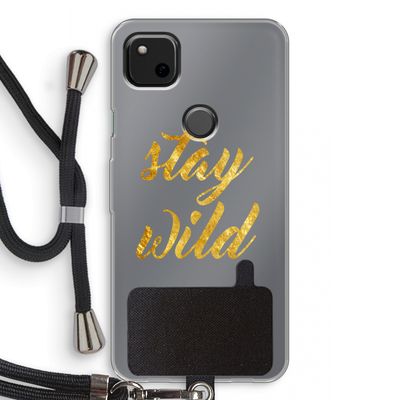 Stay wild: Pixel 4a Transparant Hoesje met koord