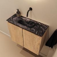 Toiletmeubel Mondiaz Ture Dlux | 60 cm | Meubelkleur Washed Oak | Eden wastafel Lava Midden | Zonder kraangat