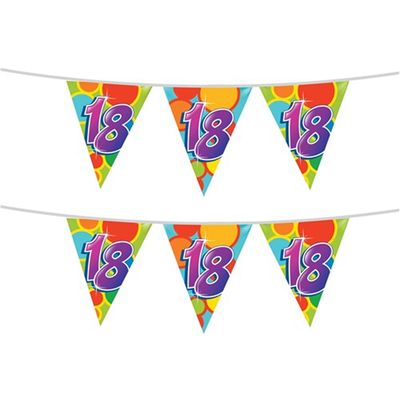 2x stuks leeftijd verjaardag thema vlaggetjes 18 jaar plastic 10 meter