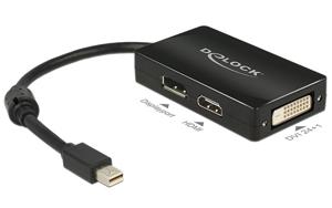 Delock 62623 DisplayPort / HDMI / DVI Adapter [1x Mini-DisplayPort stekker - 1x DisplayPort bus, HDMI-bus, DVI-bus 24+1-polig] Zwart Met Ferrietkern 16.00 cm