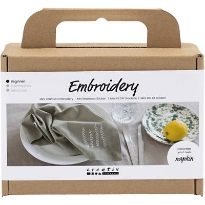 Creativ Company Mini hobbyset borduren, servet, dusty groen, 1 doos