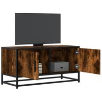Tv-meubel 80x34,5x40cm bewerkt hout metaal gerookt eikenkleurig