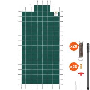 VEVOR zwembadzeil 5,5 m x 10,4 m, geschikt voor 4,9 m x 9,8 m, rechthoekig ingegraven winterzeil, groen gaas, stevige zwembadveiligheidsafdekking voor zwembad