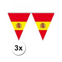 Spanje supporter vlaggenlijn - 3x - kunststof - 500 cm - Spaanse kleuren - feestartikelen/versiering